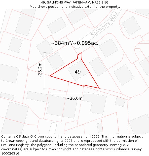 49, SALMONS WAY, FAKENHAM, NR21 8NG: Plot and title map