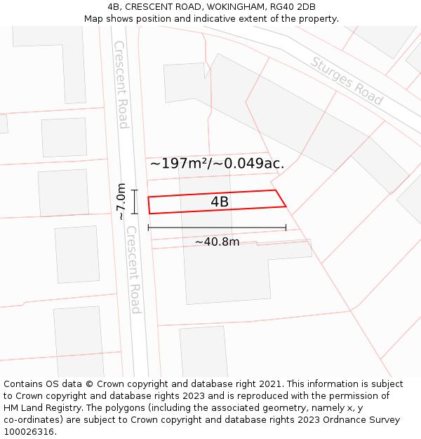 4B, CRESCENT ROAD, WOKINGHAM, RG40 2DB: Plot and title map
