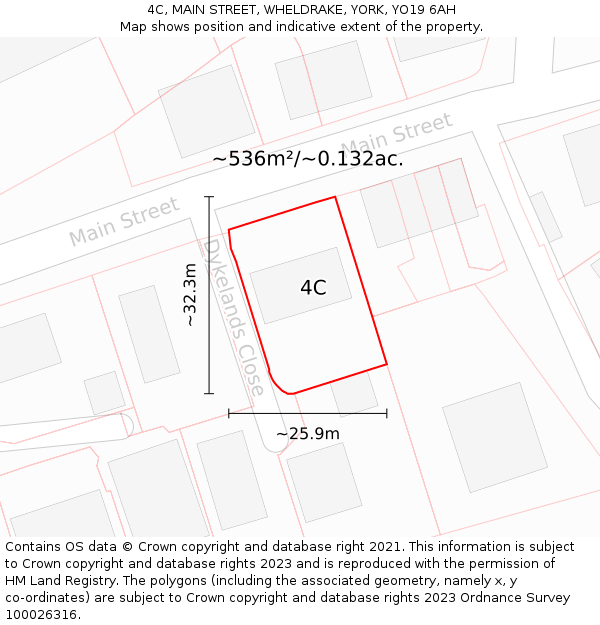 4C, MAIN STREET, WHELDRAKE, YORK, YO19 6AH: Plot and title map