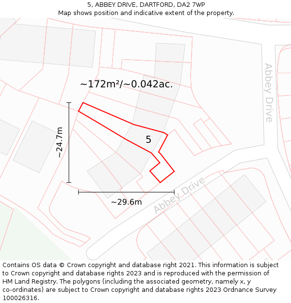 5, ABBEY DRIVE, DARTFORD, DA2 7WP: Plot and title map