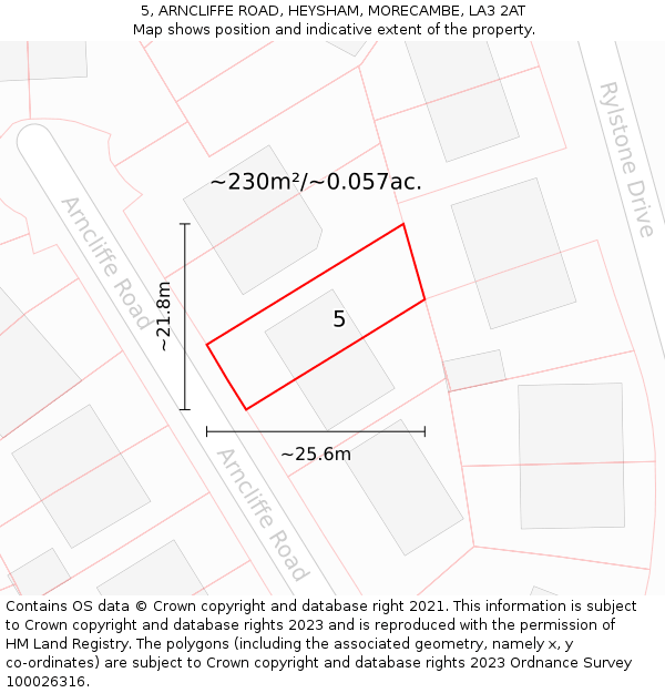 5, ARNCLIFFE ROAD, HEYSHAM, MORECAMBE, LA3 2AT: Plot and title map