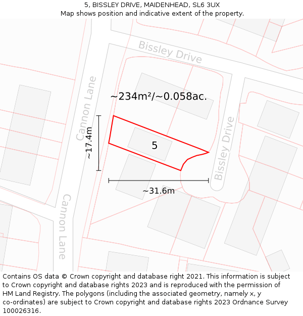 5, BISSLEY DRIVE, MAIDENHEAD, SL6 3UX: Plot and title map