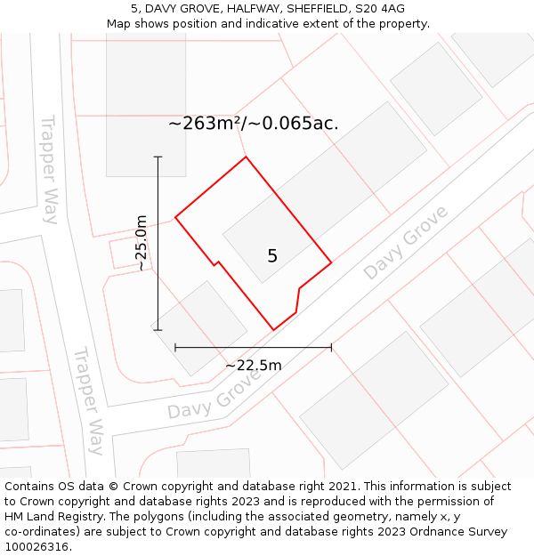 5, DAVY GROVE, HALFWAY, SHEFFIELD, S20 4AG: Plot and title map