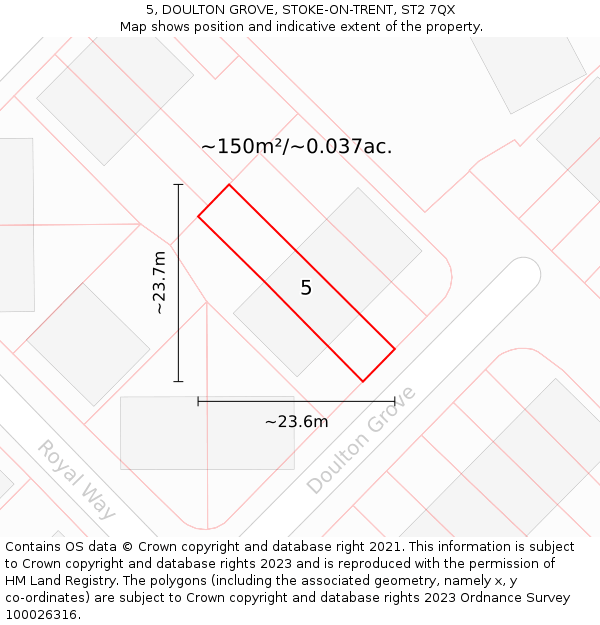 5, DOULTON GROVE, STOKE-ON-TRENT, ST2 7QX: Plot and title map