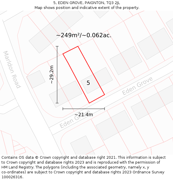 5, EDEN GROVE, PAIGNTON, TQ3 2JL: Plot and title map