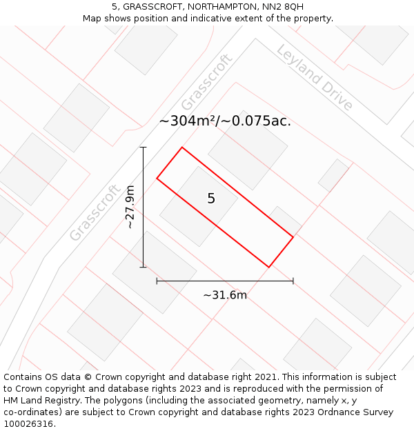 5, GRASSCROFT, NORTHAMPTON, NN2 8QH: Plot and title map