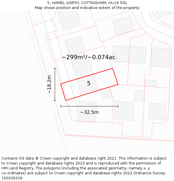 5, HAMEL GARTH, COTTINGHAM, HU16 5GL: Plot and title map