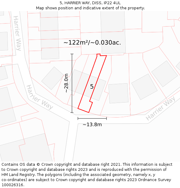 5, HARRIER WAY, DISS, IP22 4UL: Plot and title map