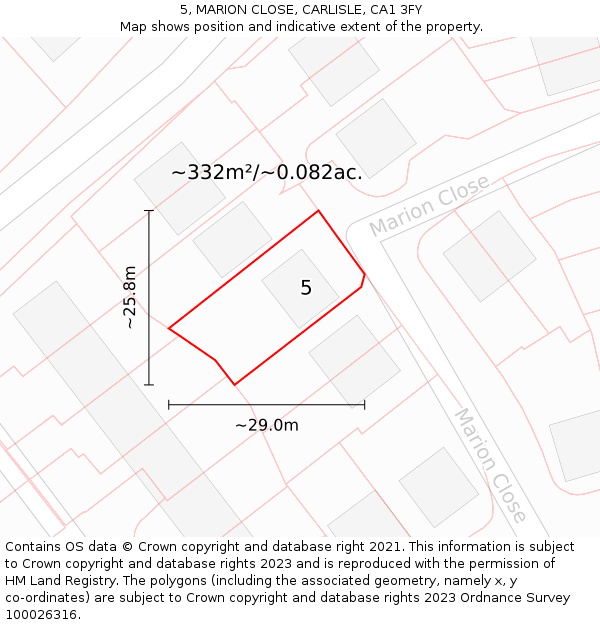 5, MARION CLOSE, CARLISLE, CA1 3FY: Plot and title map