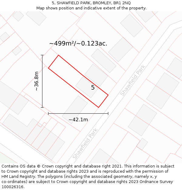5, SHAWFIELD PARK, BROMLEY, BR1 2NQ: Plot and title map