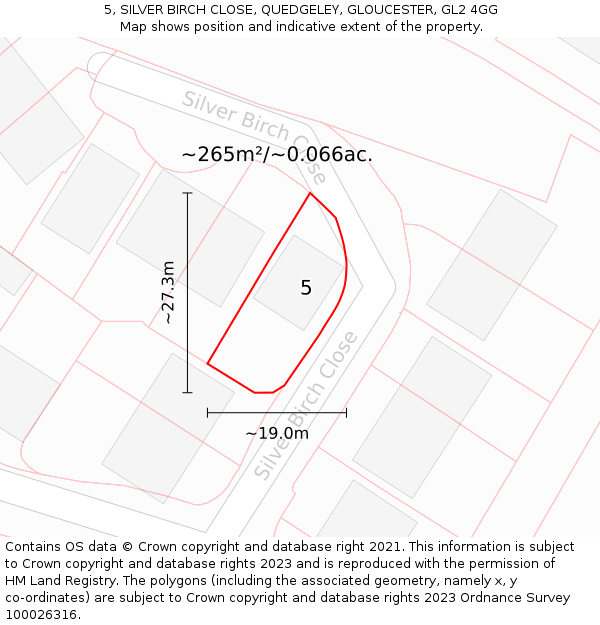5, SILVER BIRCH CLOSE, QUEDGELEY, GLOUCESTER, GL2 4GG: Plot and title map