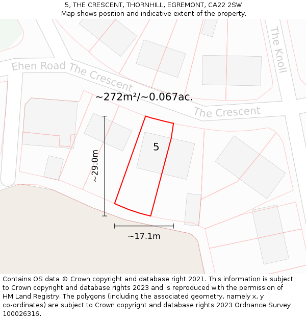 5, THE CRESCENT, THORNHILL, EGREMONT, CA22 2SW: Plot and title map