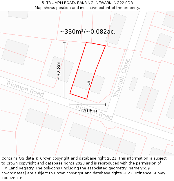 5, TRIUMPH ROAD, EAKRING, NEWARK, NG22 0DR: Plot and title map