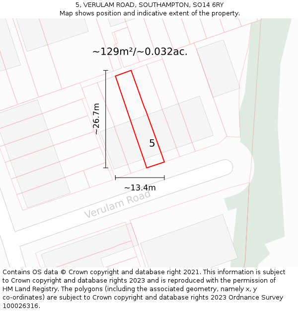 5, VERULAM ROAD, SOUTHAMPTON, SO14 6RY: Plot and title map