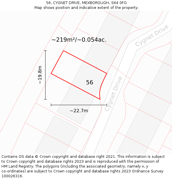56, CYGNET DRIVE, MEXBOROUGH, S64 0FG: Plot and title map