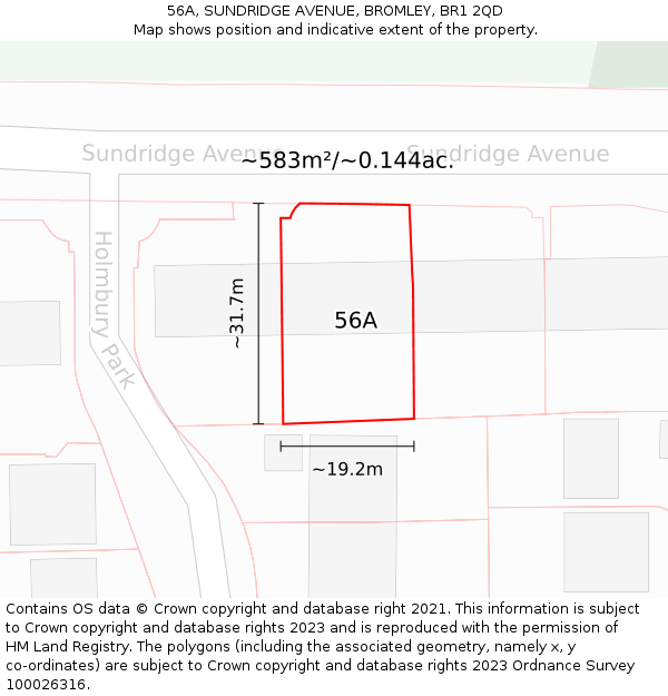 56A, SUNDRIDGE AVENUE, BROMLEY, BR1 2QD: Plot and title map