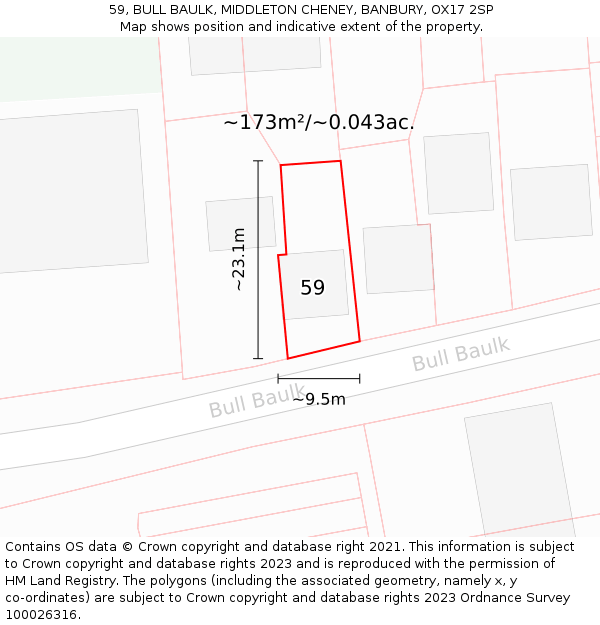 59, BULL BAULK, MIDDLETON CHENEY, BANBURY, OX17 2SP: Plot and title map