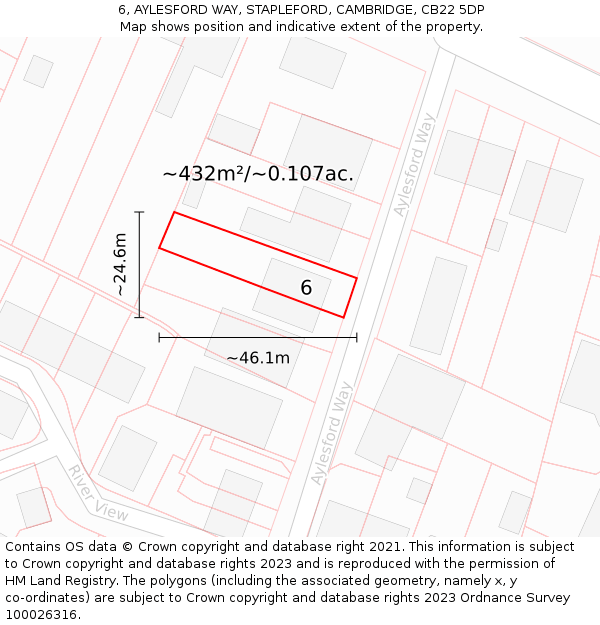 6, AYLESFORD WAY, STAPLEFORD, CAMBRIDGE, CB22 5DP: Plot and title map