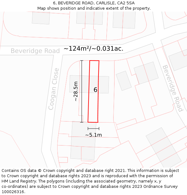 6, BEVERIDGE ROAD, CARLISLE, CA2 5SA: Plot and title map
