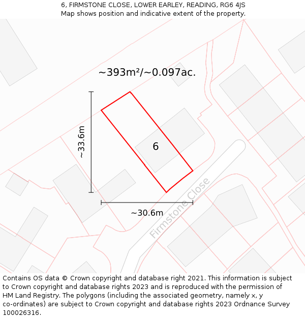 6, FIRMSTONE CLOSE, LOWER EARLEY, READING, RG6 4JS: Plot and title map