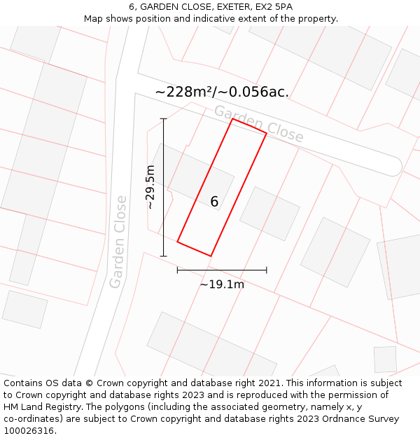 6, GARDEN CLOSE, EXETER, EX2 5PA: Plot and title map
