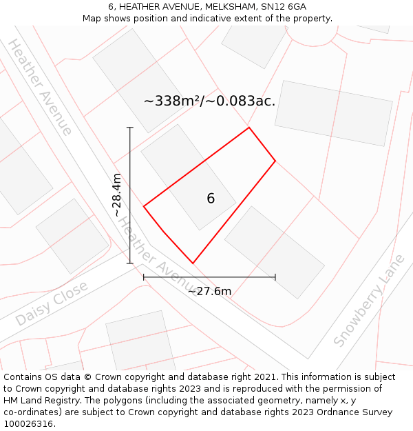 6, HEATHER AVENUE, MELKSHAM, SN12 6GA: Plot and title map