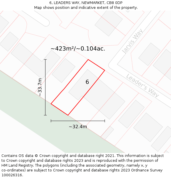 6, LEADERS WAY, NEWMARKET, CB8 0DP: Plot and title map