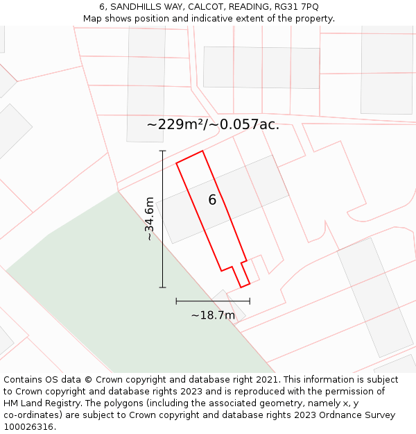 6, SANDHILLS WAY, CALCOT, READING, RG31 7PQ: Plot and title map