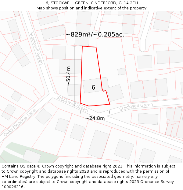 6, STOCKWELL GREEN, CINDERFORD, GL14 2EH: Plot and title map