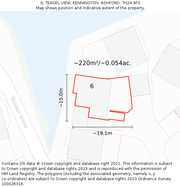 6, TEASEL VIEW, KENNINGTON, ASHFORD, TN24 9FS: Plot and title map