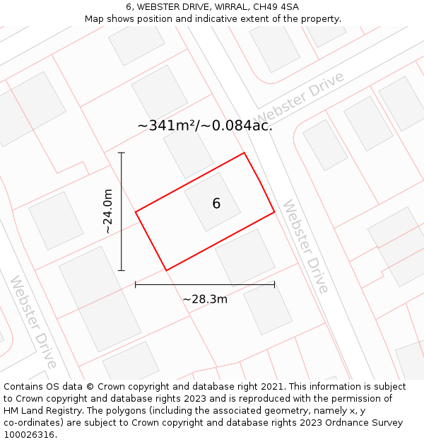 6, WEBSTER DRIVE, WIRRAL, CH49 4SA: Plot and title map