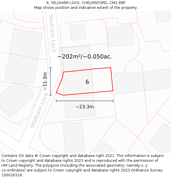 6, YELDHAM LOCK, CHELMSFORD, CM2 6RP: Plot and title map