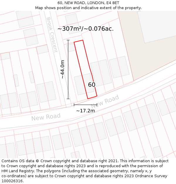 60, NEW ROAD, LONDON, E4 8ET: Plot and title map
