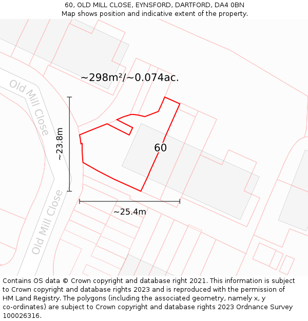 60, OLD MILL CLOSE, EYNSFORD, DARTFORD, DA4 0BN: Plot and title map