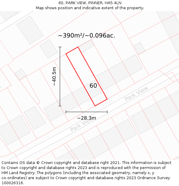 60, PARK VIEW, PINNER, HA5 4LN: Plot and title map