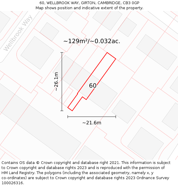 60, WELLBROOK WAY, GIRTON, CAMBRIDGE, CB3 0GP: Plot and title map