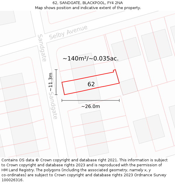 62, SANDGATE, BLACKPOOL, FY4 2NA: Plot and title map