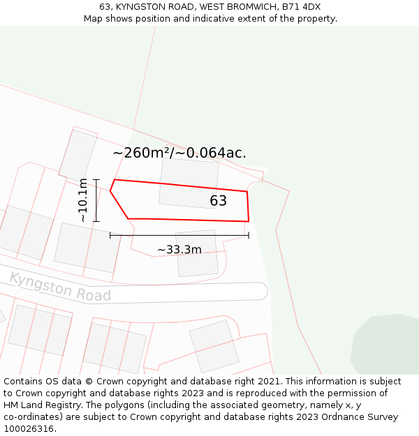 63, KYNGSTON ROAD, WEST BROMWICH, B71 4DX: Plot and title map