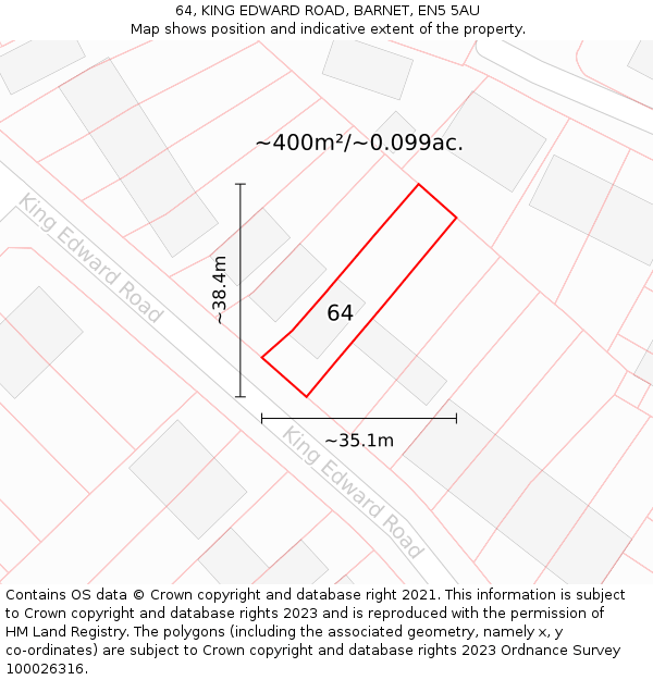 64, KING EDWARD ROAD, BARNET, EN5 5AU: Plot and title map
