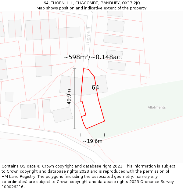 64, THORNHILL, CHACOMBE, BANBURY, OX17 2JQ: Plot and title map