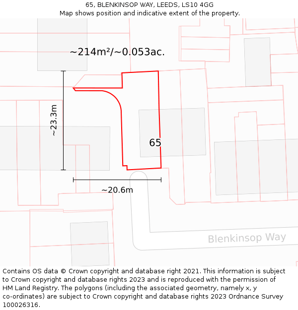 65, BLENKINSOP WAY, LEEDS, LS10 4GG: Plot and title map