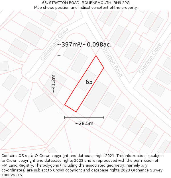 65, STRATTON ROAD, BOURNEMOUTH, BH9 3PG: Plot and title map