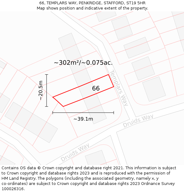 66, TEMPLARS WAY, PENKRIDGE, STAFFORD, ST19 5HR: Plot and title map