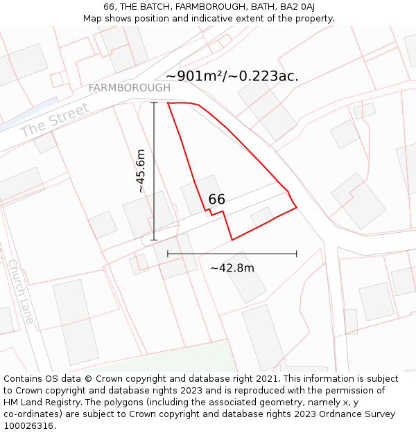 66, THE BATCH, FARMBOROUGH, BATH, BA2 0AJ: Plot and title map