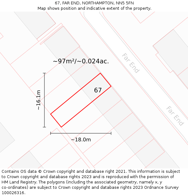 67, FAR END, NORTHAMPTON, NN5 5FN: Plot and title map