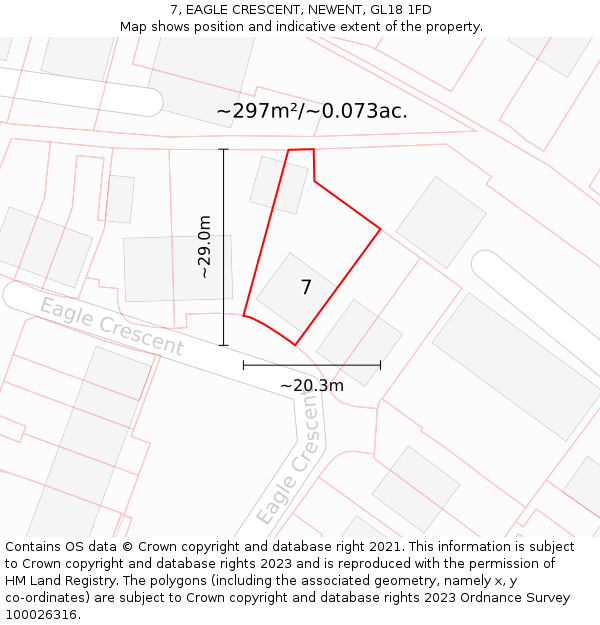 7, EAGLE CRESCENT, NEWENT, GL18 1FD: Plot and title map