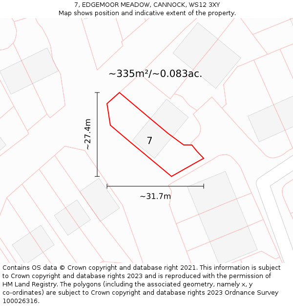 7, EDGEMOOR MEADOW, CANNOCK, WS12 3XY: Plot and title map