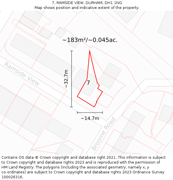7, RAMSIDE VIEW, DURHAM, DH1 1NG: Plot and title map