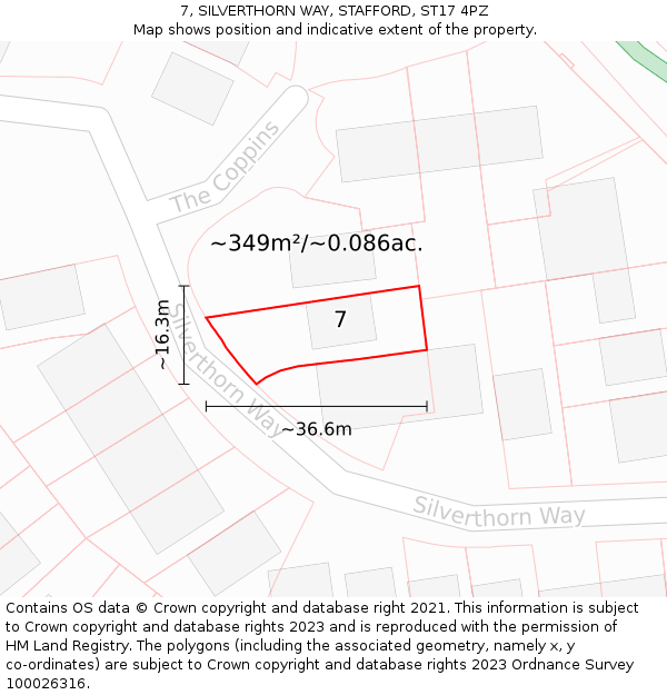 7, SILVERTHORN WAY, STAFFORD, ST17 4PZ: Plot and title map