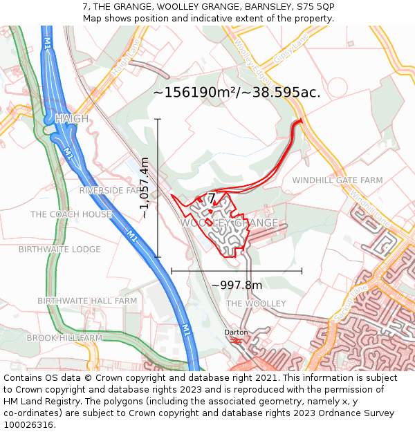 7, THE GRANGE, WOOLLEY GRANGE, BARNSLEY, S75 5QP: Plot and title map